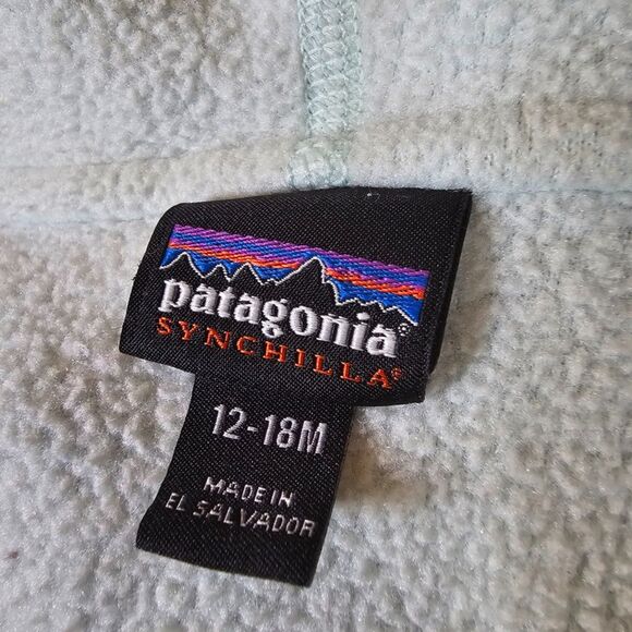 PATAGONIA Baby Synchilla Cardigan Fleece Hoodie Jacket Baby Mint Green 12 - 18M - Picture 2 of 12